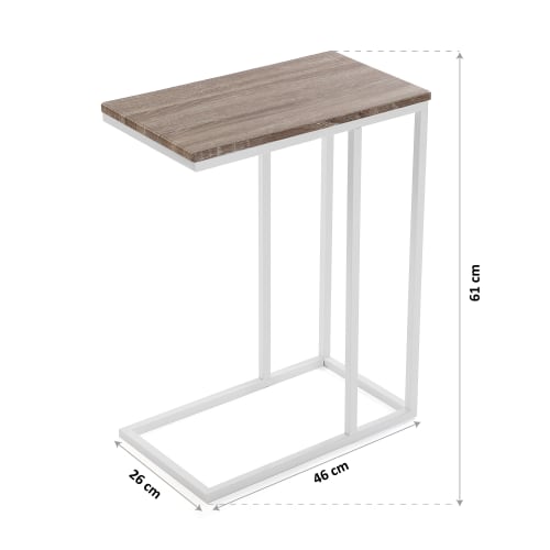 Muebles Mesas auxiliares | Mesa auxiliar aglomerado (efecto madera)  y metal marrón y blanco - MW81282