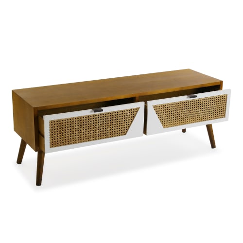 Muebles Mesas auxiliares | Mueble de TV madera marrón y blanco - TC84380