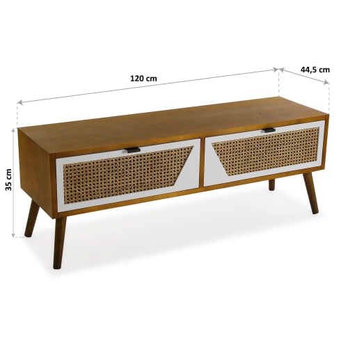 Muebles Mesas auxiliares | Mueble de TV madera marrón y blanco - TC84380