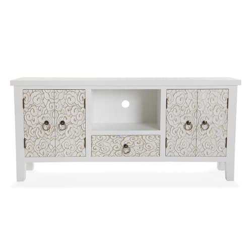 Muebles Mesas auxiliares | Mueble de TV aglomerado (efecto madera) blanco - JH49438