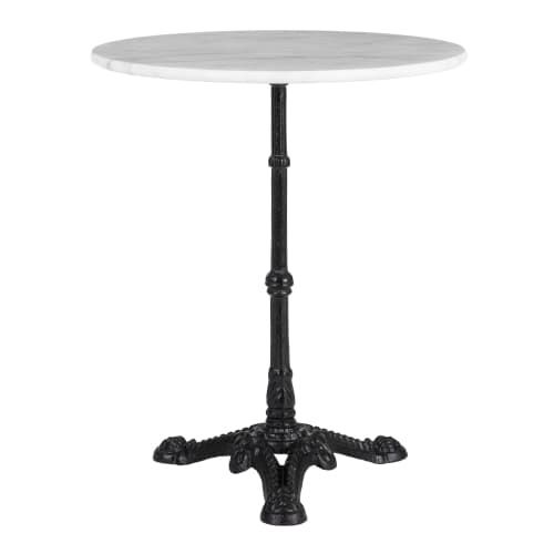 Meubles Tables basses | Table ronde bistrot métal noir et plateau marbre blanc 60x60x71cm - ZO68696