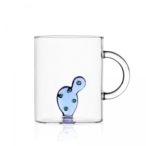 Art de la table Bols, tasses et mugs | Mug en verre cactus bleu - WJ57128