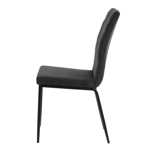 Silla comedor con patas negras y asiento gris oscuro EKA