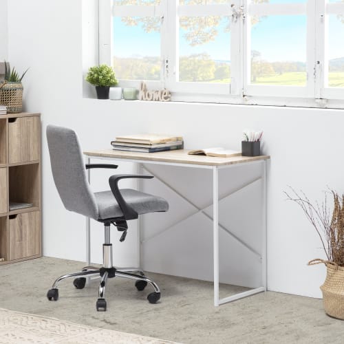 Muebles Escritorios | Mesa de escritorio blanco, estilo industrial, 90 x 50 x 74 cm - HS15742
