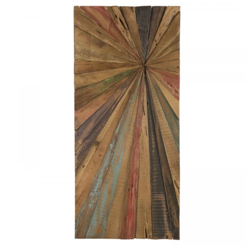 Déco Plaques et lettrages | D‚coration murale rectangulaire en teck recycl‚ multicolore 100x45cm - GT01451