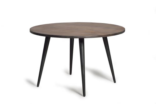 Meubles Tables à manger | Table à manger en bois d'acacia naturel et pieds en métal noir - OA48740