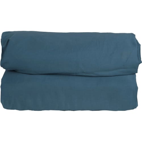 Ropa de hogar y alfombras Sábanas bajeras | Sábana bajera de satén de algodón azul oscuro 140x190x30 - DQ54170