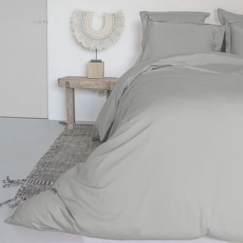 Ropa de hogar y alfombras Sábanas bajeras | Sábana bajera de satén de algodón gris perla 180x200x40 - EU30574