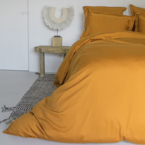 Ropa de hogar y alfombras Sábanas bajeras | Sábana bajera de satén de algodón amarillo azafrán 140x190x30 - UF74810