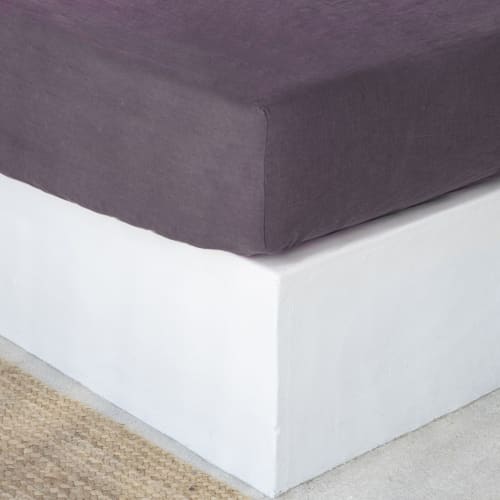 Ropa de hogar y alfombras Sábanas bajeras | Sábana bajera de lino lavado 200x200x40 Violeta - XX33492