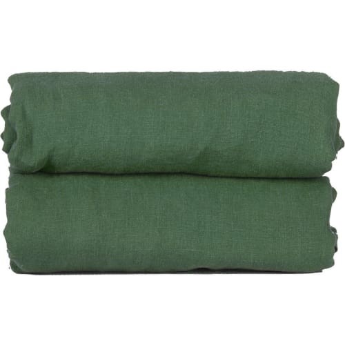 Ropa de hogar y alfombras Sábanas bajeras | Sábana bajera de lino lavado verde claro 180x200x40 - SD79101