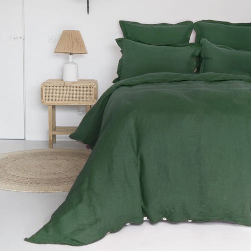 Ropa de hogar y alfombras Sábanas bajeras | Sábana bajera de lino lavado verde claro 180x200x40 - SD79101