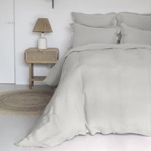 Ropa de hogar y alfombras Sábanas bajeras | Sábana bajera de lino lavado 140x190x30 gris claro - RZ18600