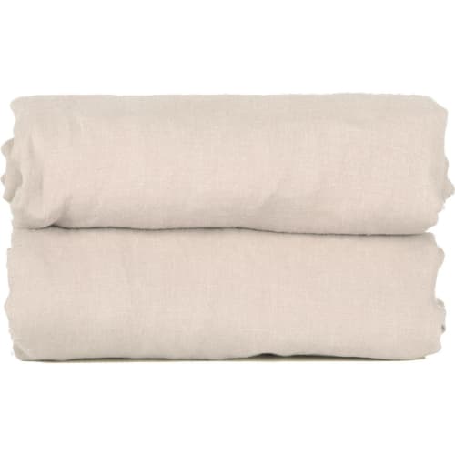 Ropa de hogar y alfombras Sábanas bajeras | Sábana bajera de lino lavado 200x200x40 Rosa Palo - KC34683