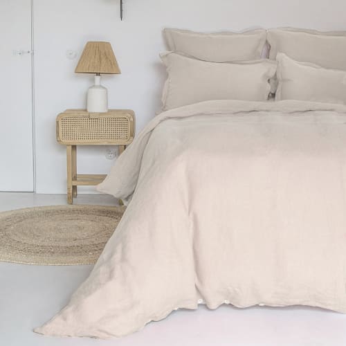 Ropa de hogar y alfombras Sábanas bajeras | Sábana bajera de lino lavado 200x200x40 Rosa Palo - KC34683