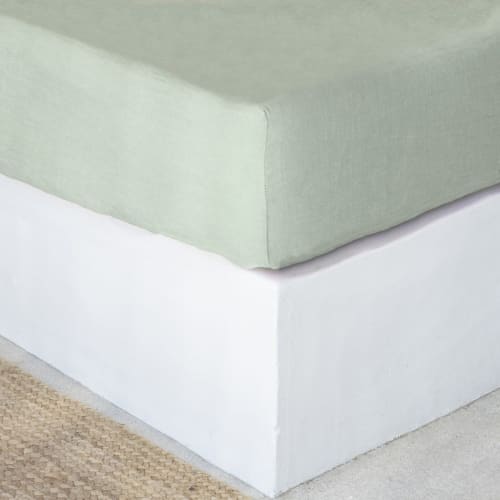 Ropa de hogar y alfombras Sábanas bajeras | Sábana bajera de lino lavado almendra 140x190x30 - YZ13529
