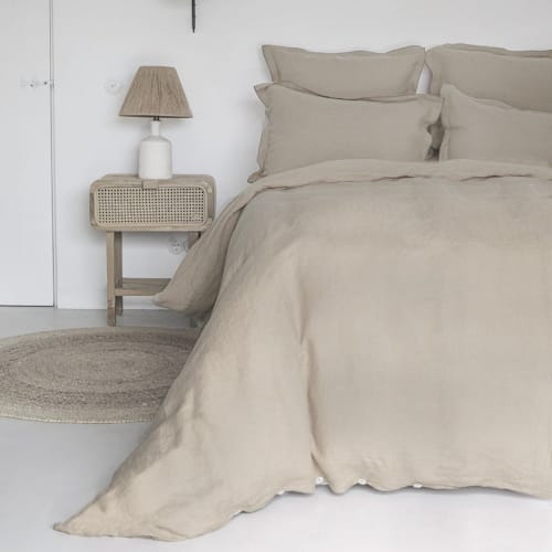 Ropa de hogar y alfombras Sábanas bajeras | Sábana bajera de lino lavado 180x200x40 Latte - KI78474
