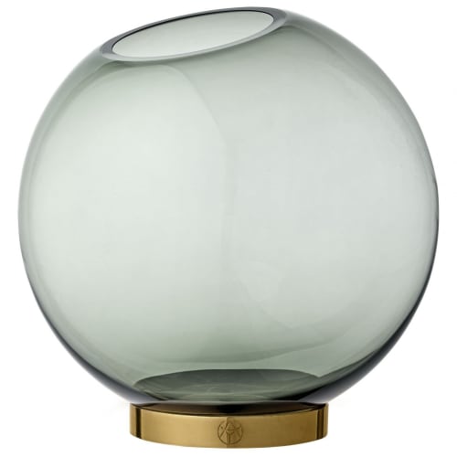 Déco Vases | Vase globe verre et laiton large D21cm - WE17633
