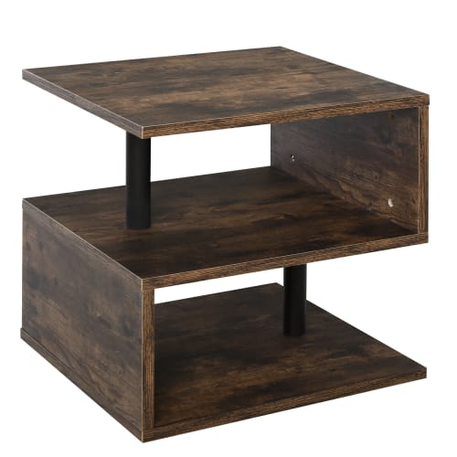 Meubles Tables basses | Table basse contemporaine design géométrique en S métal noir MDF boisé - RW34499