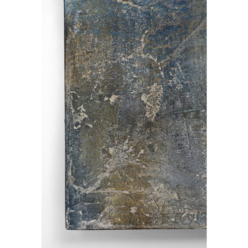 Déco Toiles et tableaux | Toile bleue, grise et marron abstraite en relief 90x120 - TS03709