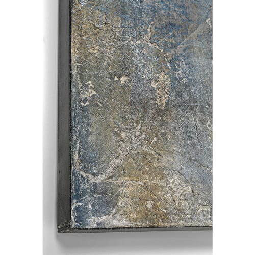 Déco Toiles et tableaux | Toile bleue, grise et marron abstraite en relief 90x120 - TS03709