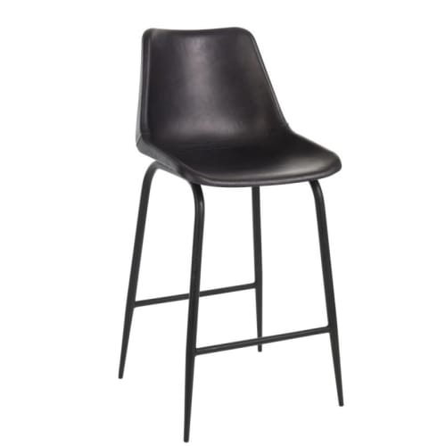 Meubles Chaises et tabourets de bar | Chaise bar cuir / métal noir - AC37336