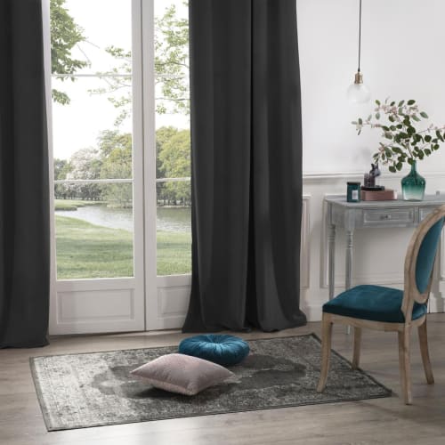 Rideau thermique doublé polyester gris 240x135cm NORDICA