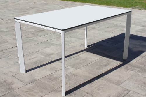 Jardin Tables de jardin | Table de jardin 6 places en aluminium laqué et peinture Epoxy blanc - FG99516