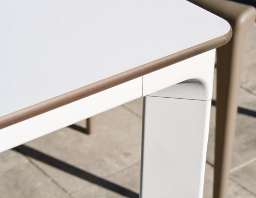 Jardin Tables de jardin | Table de jardin 4 places en aluminium laqué et peinture Epoxy blanc - EQ72637