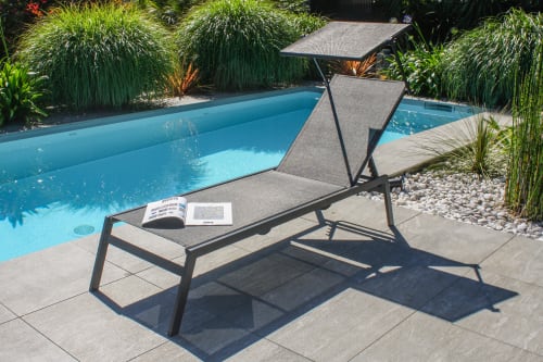 Jardin Bains de soleil et chaises longues | Bain de soleil en aluminium noir - FH25237