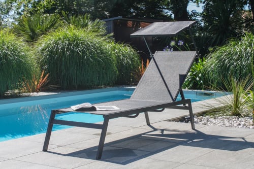Jardin Bains de soleil et chaises longues | Bain de soleil en aluminium noir - FH25237