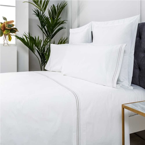 Juego de sábanas 100% algodón sostenible blanco 3 piezas cama 135 cm BIRDS