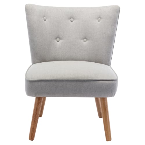 Canapés et fauteuils Fauteuils | Fauteuil scandinave tissu gris clair pieds bois - SM22730