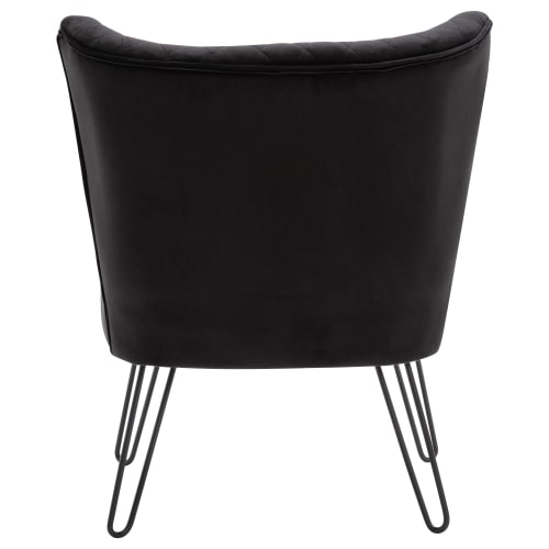 Canapés et fauteuils Fauteuils | Fauteuil vintage velours noir pieds métal noir(x2) - EJ60425