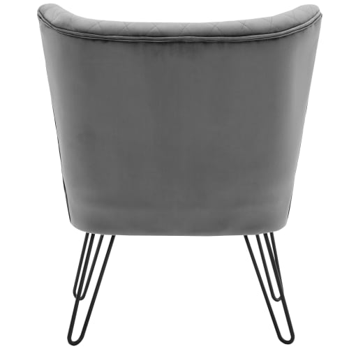 Canapés et fauteuils Fauteuils | Fauteuil vintage velours gris pieds métal noir(x2) - WR12390