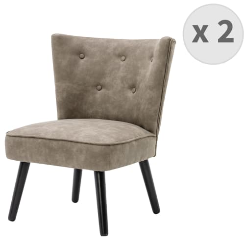 Canapés et fauteuils Fauteuils | Fauteuil vintage marron clair pieds bois noir(x2) - WC31609