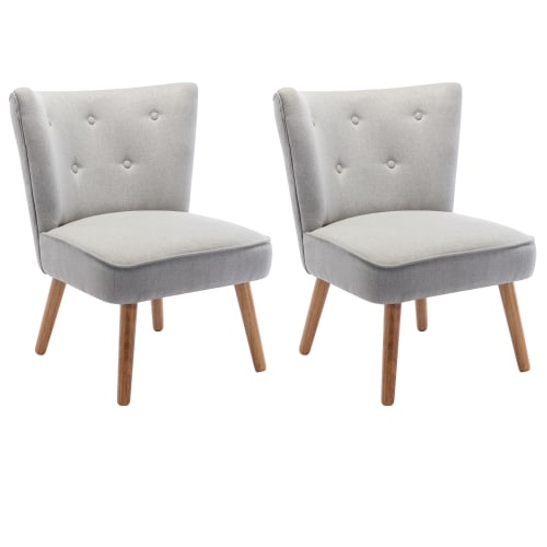 Canapés et fauteuils Fauteuils | Fauteuil scandinave tissu gris clair pieds bois(x2) - ZX48387