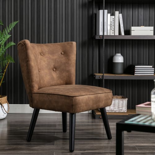 Canapés et fauteuils Fauteuils | Fauteuil vintage marron pieds bois noir(x2) - EI66566