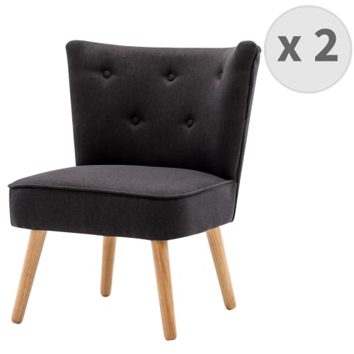 Canapés et fauteuils Fauteuils | Fauteuil scandinave tissu gris pieds bois(x2) - NE91038