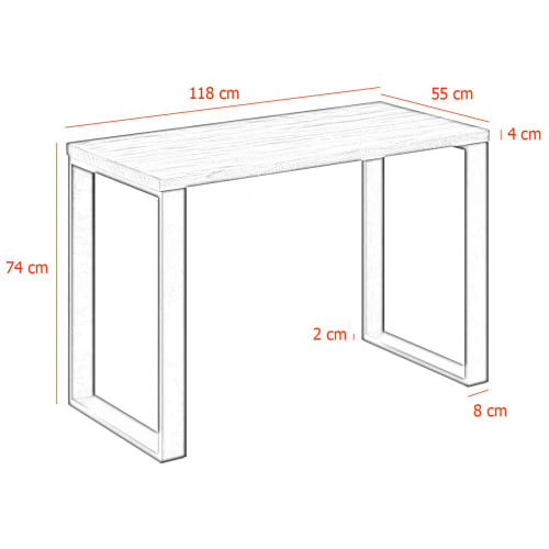 Muebles Escritorios | mesa estudio escritorio madera maciza natural y patas de acero - LX82836
