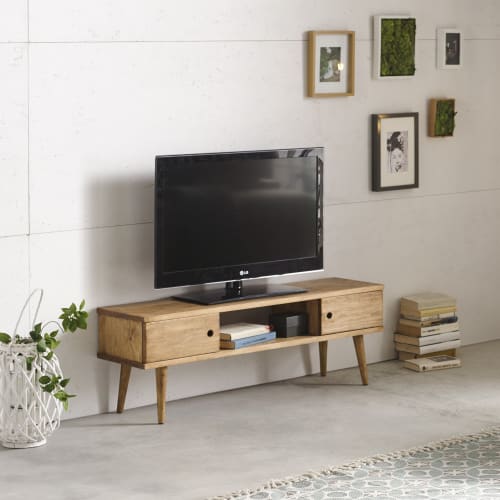 Conjunto 2 mesa de centro y mueble tv madera maciza natural | Maisons du Monde