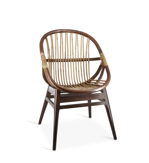 Canapés et fauteuils Fauteuils | Fauteuil en bois de mindi et rotin - FI14287