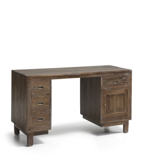 Meubles Bureaux et meubles secrétaires | Bureau en bois marron 4 tiroirs L135 - JI29063