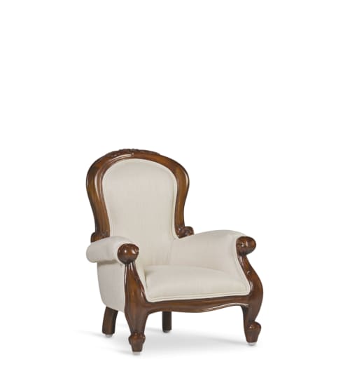 Canapés et fauteuils Fauteuils | Fauteuil baby en bois d'acajou marron et polyester blanc - VE28485