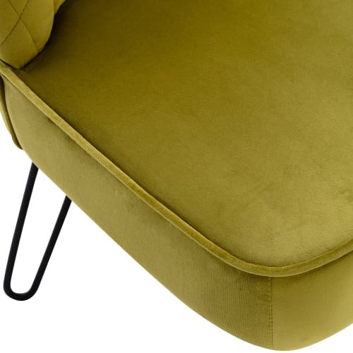 Canapés et fauteuils Fauteuils | Fauteuil vintage velours kaki pieds métal noir - CZ71008
