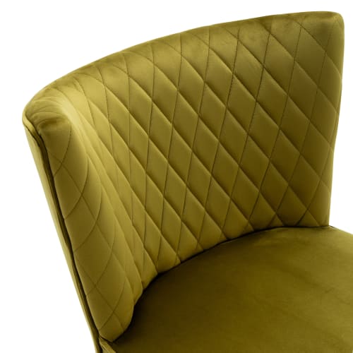 Canapés et fauteuils Fauteuils | Fauteuil vintage velours kaki pieds métal noir - CZ71008