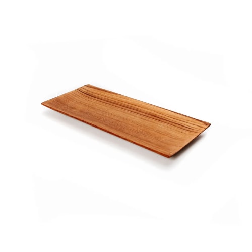 Art de la table Assiettes | Petite assiette à sushi rectangulaire en bois de teck - DB60131