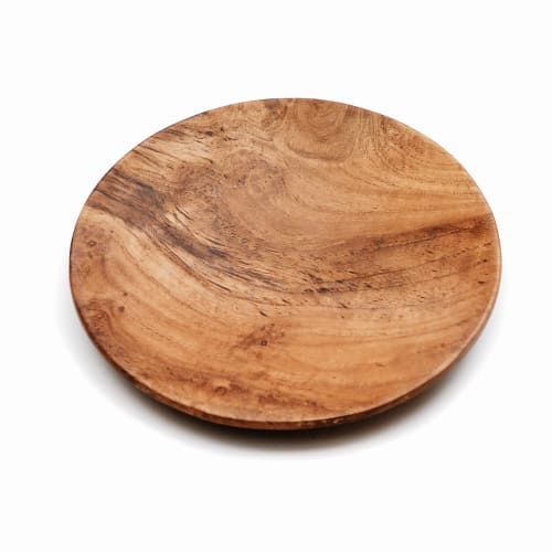 Art de la table Assiettes | Assiette ronde moyenne en bois de teck - OE15270