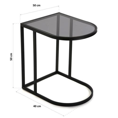 Muebles Mesas auxiliares | Mesa auxiliar metal y cristal negro - EH30385