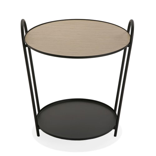 Muebles Mesas auxiliares | Mesa auxiliar de aglomerado (efecto madera) y metal negro - UE28290